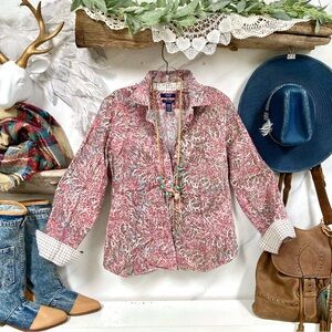 Paisley floral Prairie/western vibe boho blouse iron free super practical